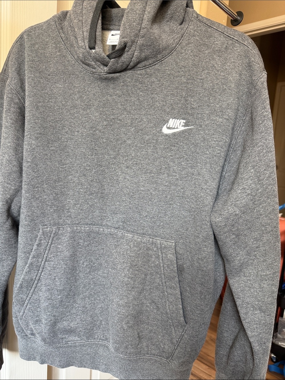 Nike Gray Pullover Hoodie with White Swoosh